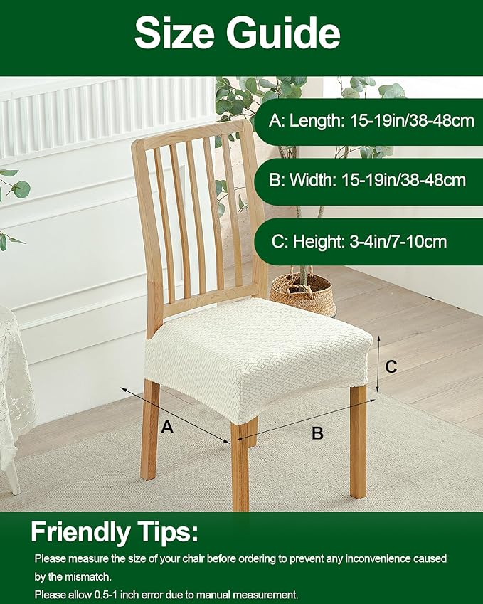 CRFATOP Jacquard Dining Room Chairs Seat Covers Set of 4 with Soft Bench Chair Cover Stretch Kitchen Chair Slipcover Washable Seat Cushion Slipcover Protector for Hotel Ceremony Banquet Wedding,B19