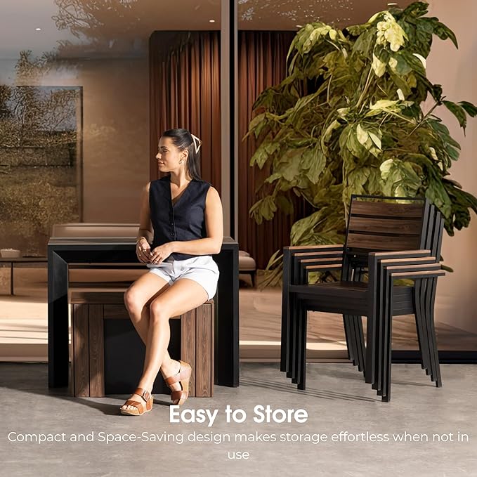 Transformer Table - Extendable Outdoor Dining Set up to 12, Expandable Patio Table, Expandable Patio Table, Weather-Resistant Wooden Outdoor Furniture, Dark Walnut, Brown (Table Only)
