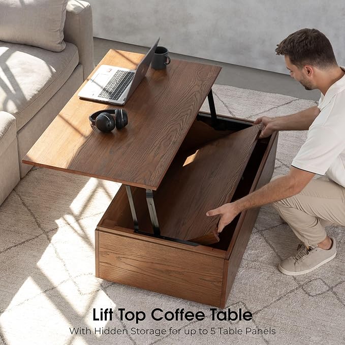 Transformer Table - Solid Wood Extendable Dining Table, Seats 2-12, Expandable Dining Room Table, Space-Saving Furniture, Kitchen and Dining Room Furniture (Brown, Table + Bench + Coffee Table)
