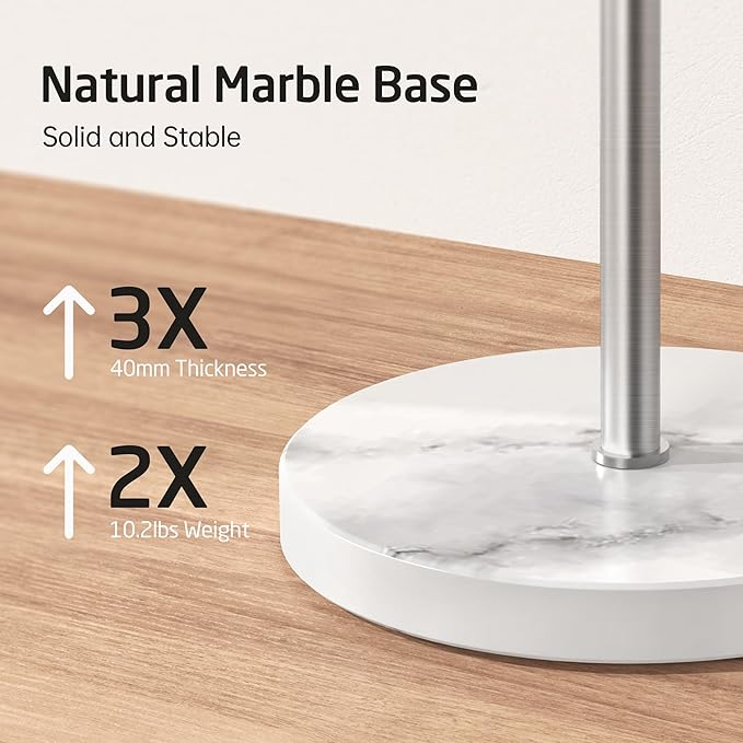 KES Standing Towel Racks for Bathroom Floor, Freestanding Swivel Standing 2 Arms Bath Towel Racks with Weighted Marble Base, SUS304 Stainless Steel Brushed Finish, BTH219S2-2