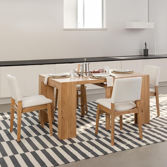 Transformer Table - Solid Wood Extendable Dining Table, Seats 2-12, Expandable Dining Room Table, Space-Saving Furniture, Kitchen and Dining Room Furniture (Natural, Table + 4 Chairs)