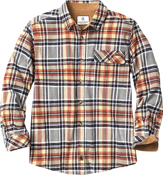 Legendary Whitetails Mens Long Sleeve Button Down 100% Cotton Flannel Shirt