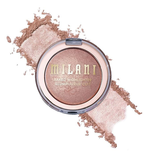 Milani ベイクドハイライター - 自然な輝きを放つロングラスティングパウダー - 重ね塗りやブレンドがしやすい、内側から輝くような仕上がりのフェイスメイクアップ - ヴィーガン、クルエルティフリー、タルクフリー、イタリア製、Rosa Italiana