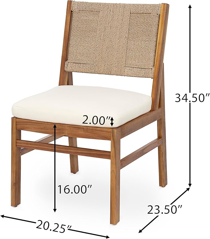 Christopher Knight Home Outdoor Dining Set 6 Piece, 67.5 Inch Terrazzo Concrete Table with 4 Acacia Wood Wicker Chairs and 60 Inch Bench, Patio Dining Set with Cream Cushions for Garden Deck Backyard