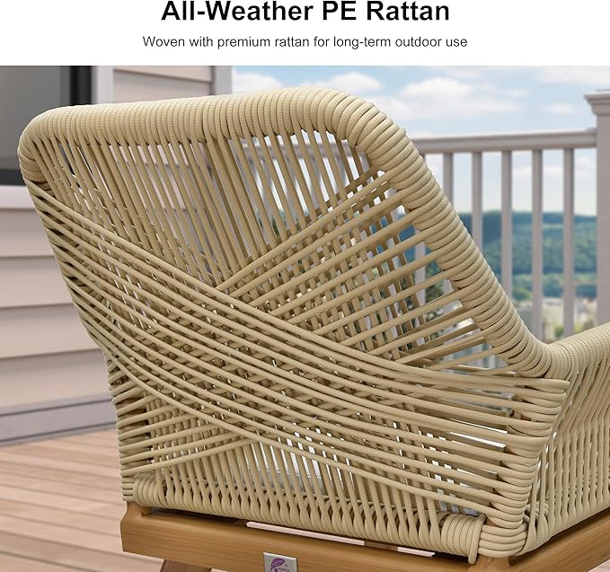 PURPLE LEAF 9 Pieces Outdoor Dining Set All-Weather PE Rattan Outdoor Patio Furniture Set with All Aluminum Frame Rectangular Table and Chairs Set for 8 People Lawn Garden Backyard Deck, Teak
