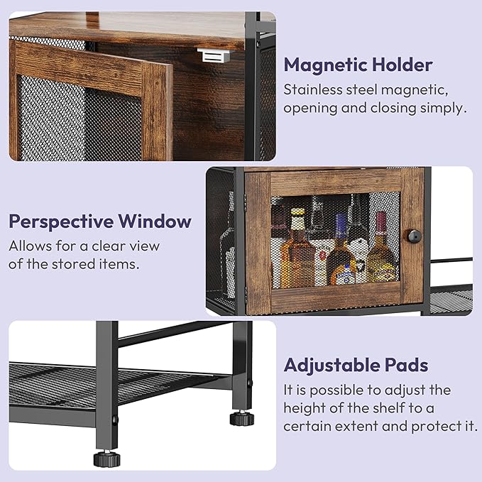 SWTYMIKI 33.31''x14.25'' Coffee Bar Cabinet - Large Farmhouse Coffee Stand Station Multi-Purpose Buffet Sideboard Cabinet with Drawers - Kitchen Bar Table for Living Room, Small Space, Espresso