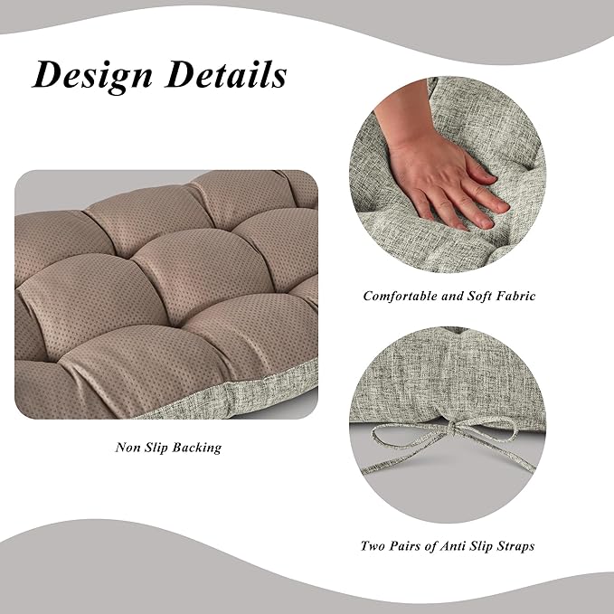 Bench Cushion for Indoor Furniture Rectangle Bench Seat Cushion for Bay Window Entryway Bench Thick Textured Chair Cushion with Non-Slip Backing 1 Pack 48 x 19 inch (1, Heather Gray)