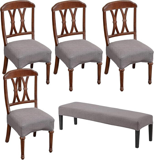 CRFATOP Jacquard Dining Room Chairs Seat Covers Set of 4 with Soft Bench Chair Cover Stretch Kitchen Chair Slipcover Washable Seat Cushion Slipcover Protector for Hotel Ceremony Banquet Wedding,B14