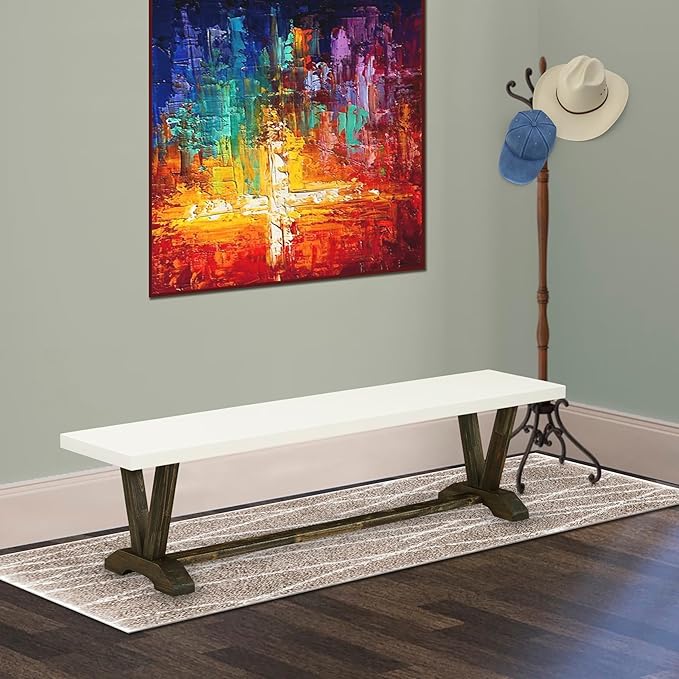 East West Furniture VB727 V-Style Modern Dinette Bench with Wooden Seat, 72x15x18 Inch, Multi-Color