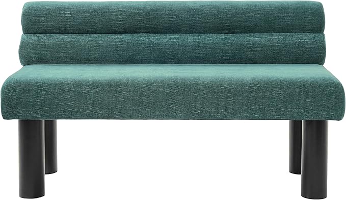Christopher Knight Home Wally Fabric Upholstered Dining Bench, Long Dining Room Chair, Wooden Entryway Bench, Bedroom End of Bed Bench, Teal Green+Black