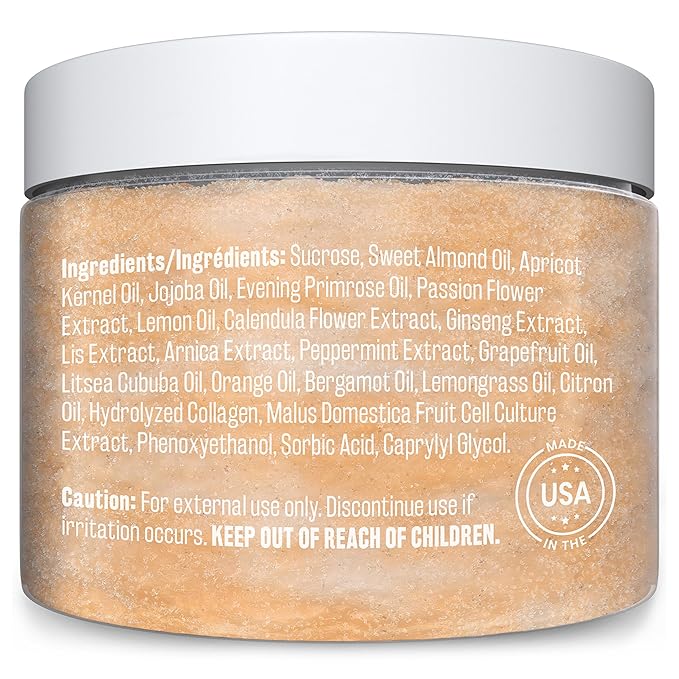 Brown Sugar Scrub Face Foot & Body Exfoliator Infused with Collagen and Stem Cell Exfoliating Salt Body Scrub for Toning Skin Cellulite Skin Care, 12oz by M3