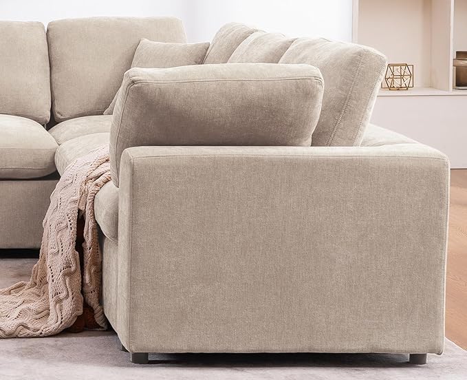 Oversized Modular Sectional Sofa Couch, Large 7 Seater Corner Sofa Modern U Shaped Sectional Couch with Ottoman Cloud Couches for Living Room, Office, Spacious Space