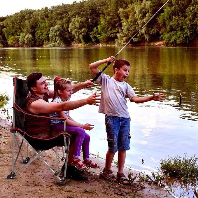 YSSOA Removable Footrest Reclining Camping Chair, 1-Pack, Black