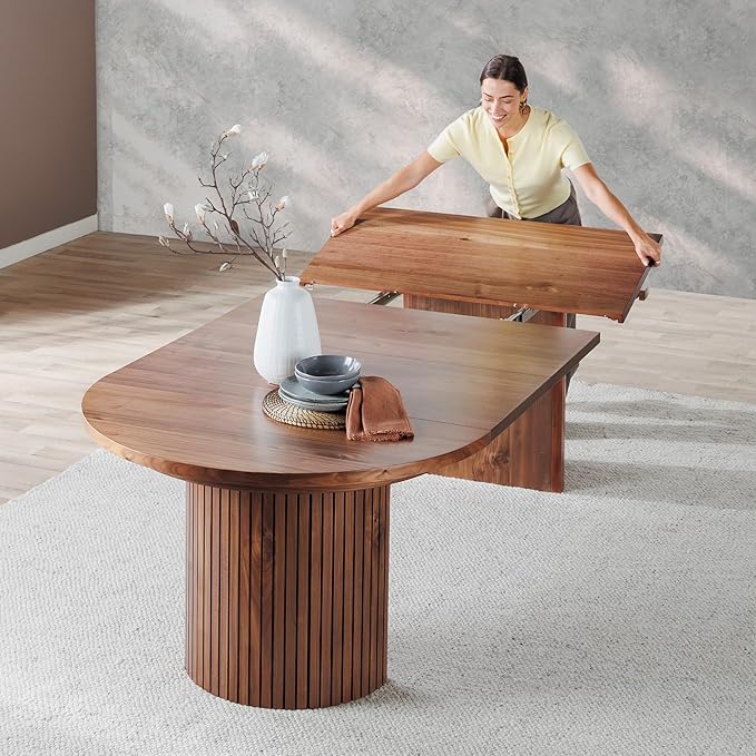 Transformer Table - Solid Wood Extendable Round Dining Table Set, Expandable Dining Table, Elegant and Functional Design, Perfect for Dining Room, Royal Brown (Table Only)