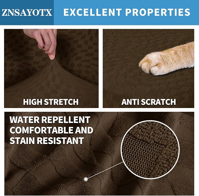 ZNSAYOTX 2026 Rectangle Ottoman Cover (L:28"-34") Super Stretch Soft Footrest Slipcover Form Fit, Universal Folding Foot Stool Covers with Non-Slip Elastic Band, Fashion Jacquard Texture, Coffee