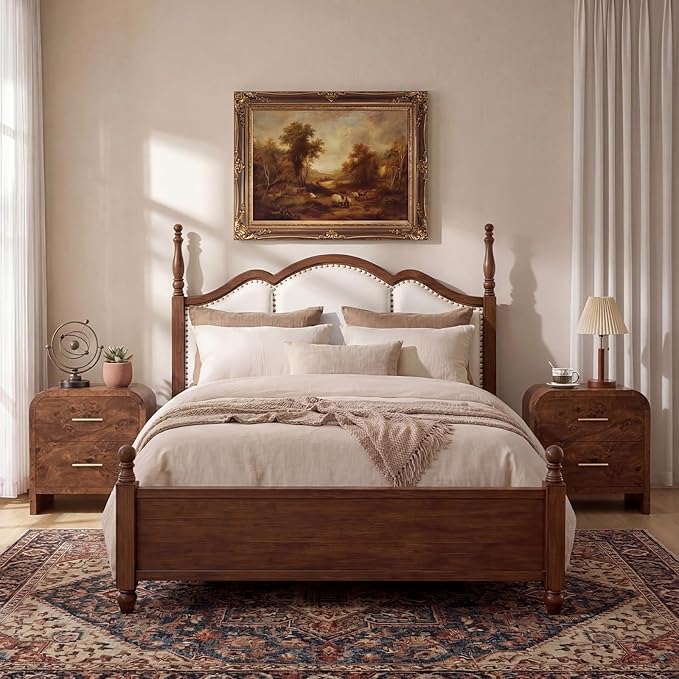 Night Stand [Unique Curved Profile] [FSC-Certified Wooden Board] 2-Drawer Nightstand 24" H Metal Handle Modern Sturdy Bedside Table Side Table End Table