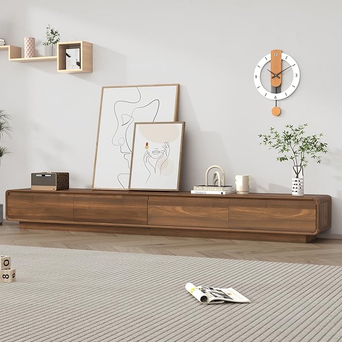 chartustriable 94.5" Minimalist Floating TV Stand for TVs up to 100 Inches, Modern Wall Mounted Media Console with 2 Drawers, Entertainment Center for Living Room, Brown