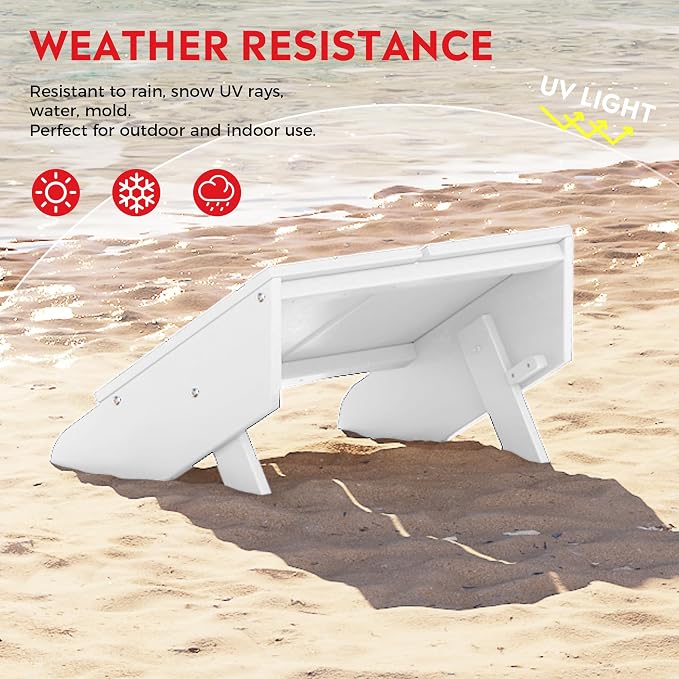 Costaelm Seaview Modern HDPE Plastic Folding Patio Adirondack Ottoman, White