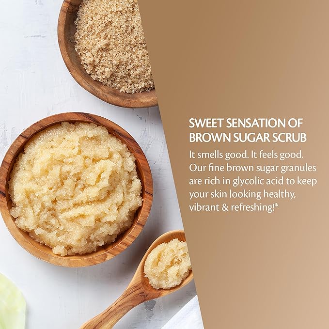 Brown Sugar Scrub Face Foot & Body Exfoliator Infused with Collagen and Stem Cell Exfoliating Salt Body Scrub for Toning Skin Cellulite Skin Care, 12oz by M3