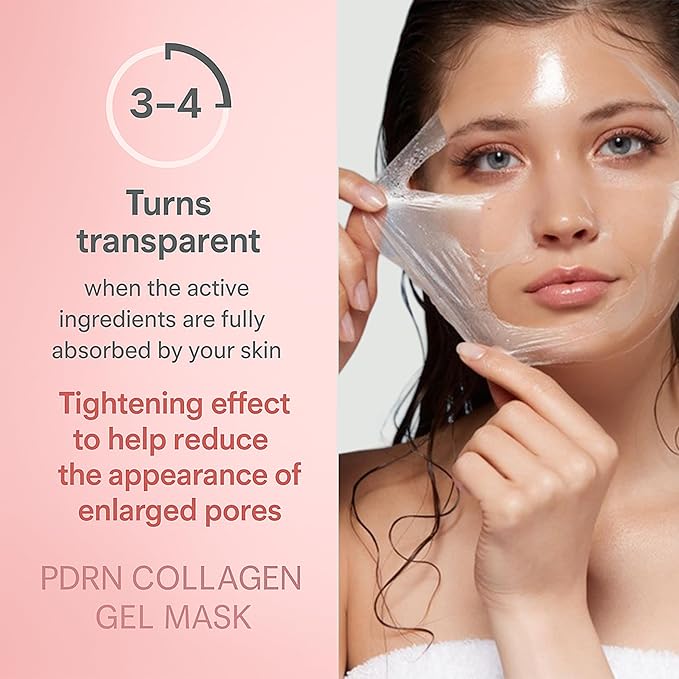 Salmon DNA PDRN Collagen Face Mask – Korean Face Mask for Glass Skin – Collagen Face Masks Skincare Overnight Hydrogel – Firming, Hydrating Face Masks, Pink Collagen Mask 4-Pack