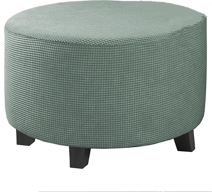 Stretch Ottoman Slipcover – Round Furniture Protector Fits 30"-41" Dia, for Footrests, Storage Ottomans & Folding Stools – Elastic Fabric Cover (Pool, X-Large)