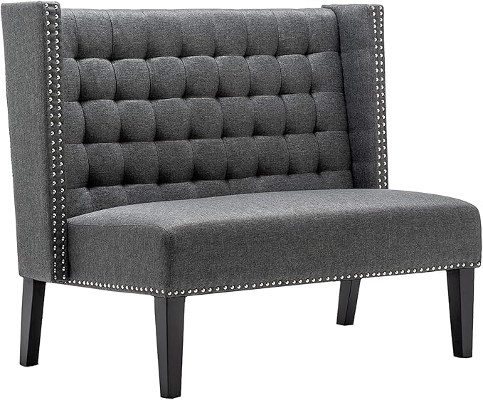 Andeworld Modern Loveseat Settee Bench Sofa Upholstered Banquette Couch for Dining Living Room Hallway or Entryway Seating Funiture with Wooden Legs,Slate
