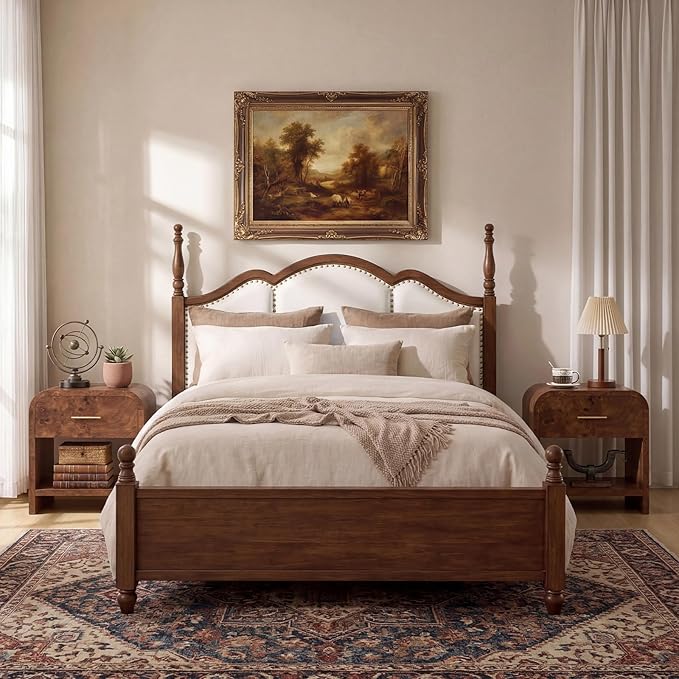 Night Stand [Unique Curved Profile] [FSC-Certified Wooden Board] 1-Drawer and 1 Storage Shelf Nightstand 24" H Metal Handle Modern Bedside Table Side Table End Table
