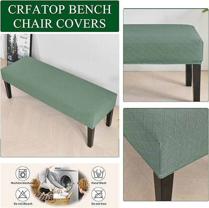 CRFATOP Waterproof 4pcs Dining Chairs Seat Covers with Soft Bench Chair Cover Stretch Kitchen Chair Slipcover Washable Seat Cushion Slipcover Protector for Hotel Ceremony Banquet Wedding,Green