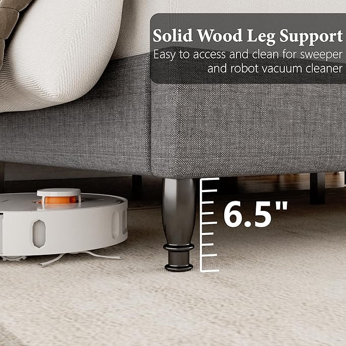 Full Size Bed Frame Upholstered Platform Bed with Tall Arched Wingback Headboard, Sturdy Wooden Slat Support, Easy Assembly No Box Spring Required, Soft Fabric Bed for Bedroom, Light Grey