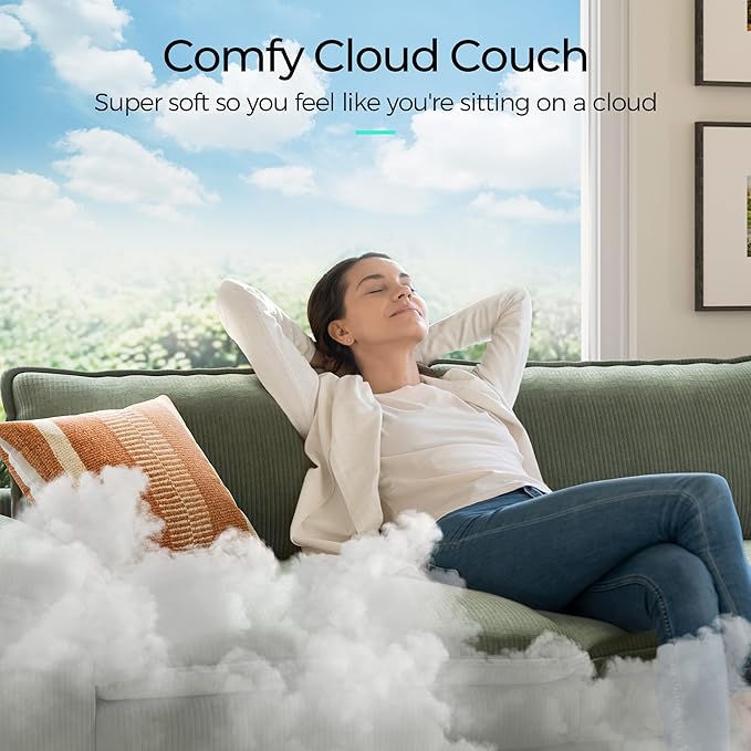 LINSY HOME 157" Modular Sectional Sofa, 4-Seat Corduroy Modern Cloud Couch with Deep Seat, Perfect for Living Room, Office, Bedroom, Green