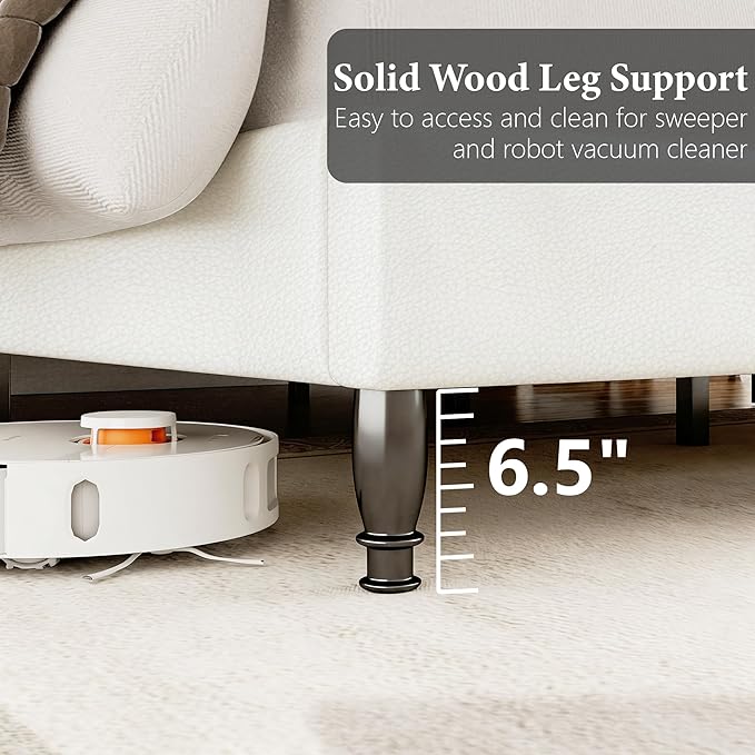 Upholstered Queen Bed Frame with Tall Headboard, Leather Platform Bed Frame with Wingback Sides, Wood Slats Support, Noise-Free Design, No Box Spring Needed, Easy Assembly, White