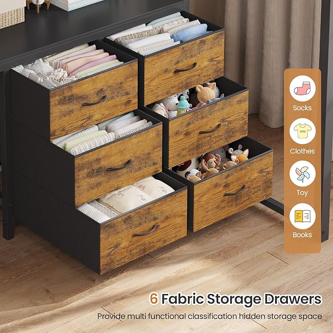 DICTAC Full Size Loft Bed with L-Shaped Desk,Bookshelf and Charging Station Metal Full Loft Bed with 6 Storage Drawers,Open Shelves and Hutch,Teen loft beds with Led Lights and Safety Guardrail,Black