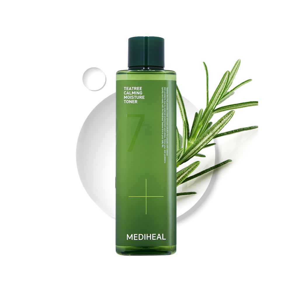 MEDIHEAL Teatree Calming Moisture Toner (11.8 fl oz) Quick Calming and Deep Hydration Toner with Teatree Extract Leaf Oil for Sensitive Skin Type