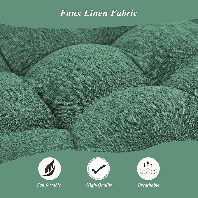 Bench Cushion for Indoor Furniture 48 x 19 inch Rectangle Bench Seat Cushion for Bay Window Entryway Bench Thick Textured Chair Cushion with Non-Slip Backing 1 Pack, Green