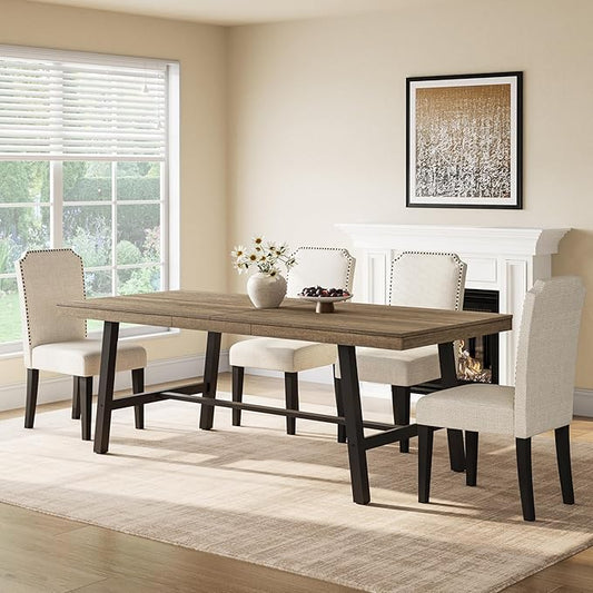 GarveeHome Industrial Dining Table for 6-8 People, 78.7" Long Kitchen Table with Sturdy Metal Frame, Rectangular Counter for Dinner, Kitchen, Dining Room (Rustic Pear, 79" Non-extendable)