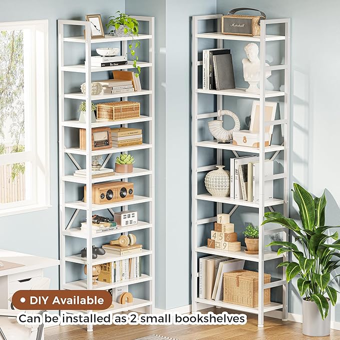 SUPERJARE Triple Bookshelf, Bookcase with 17 Open Display Shelves, Wide Book Shelf Book Case for Home & Office, 6 Tier, White