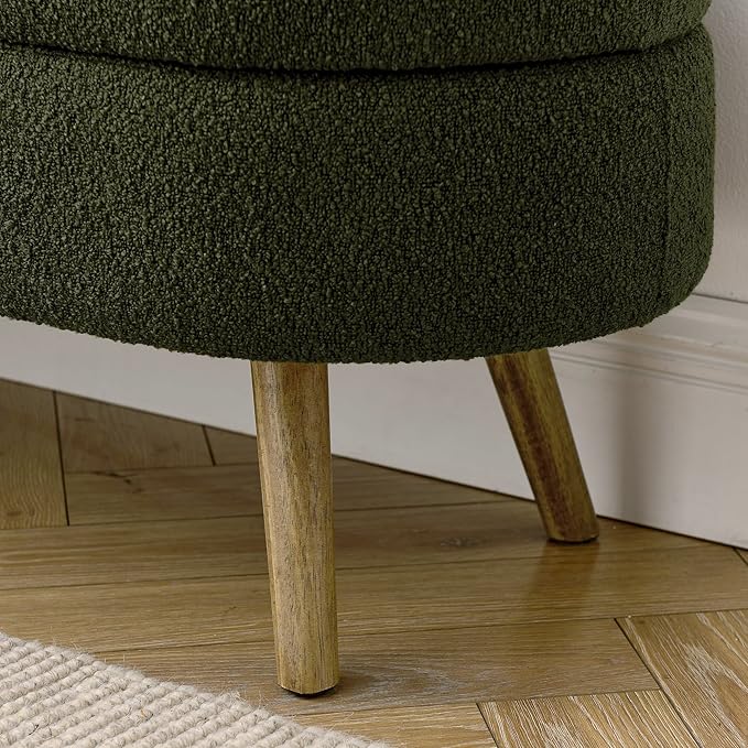 43.5" Ottoman with Storage, Storage Ottoman Bench with Safety Hinge, Foam End of Bed Bench, Upholstered Entryway Bench for Bedroom, Living Room & Window, Holds up to 330 lb, Green