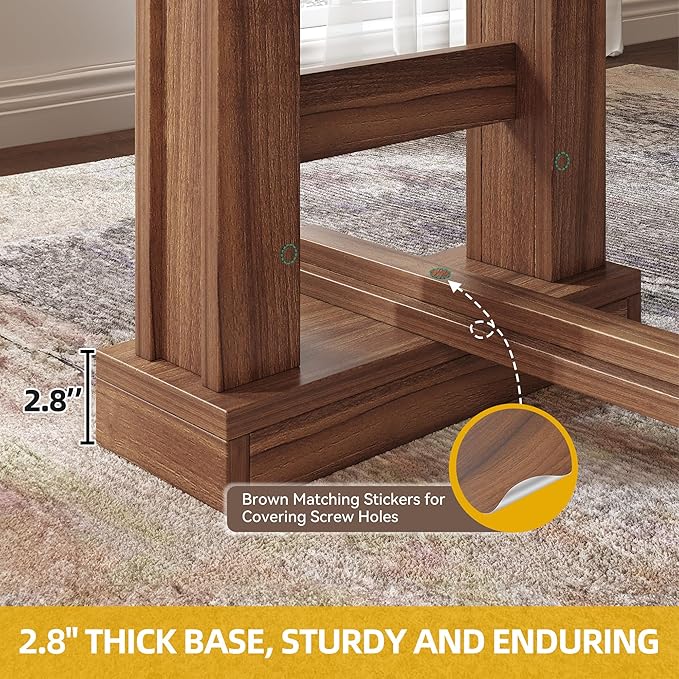 DWVO Farmhouse Dining Table for 6-8 People, 70" Long Kitchen Tables with Wooden Sturdy Legs, Large Rectangular Dinner Table for Kitchen, Dining Room, Living Room, Dark Walnut