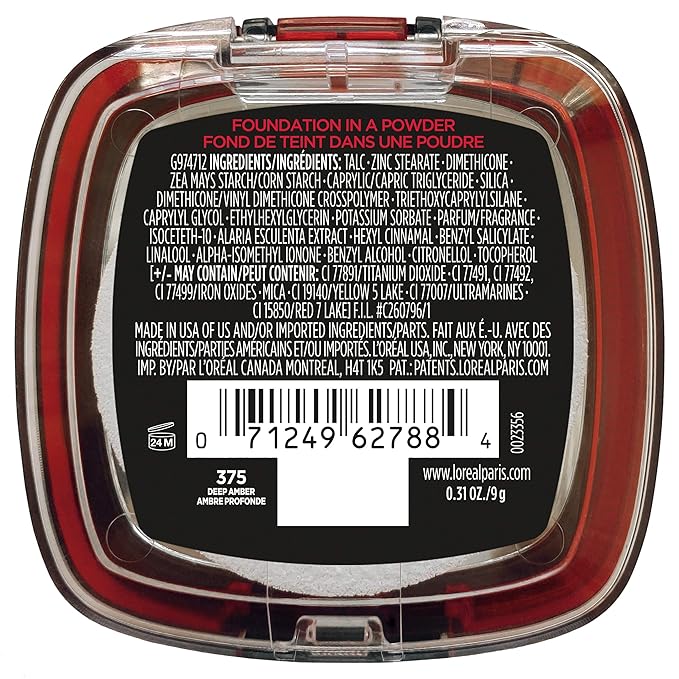 L'Oréal Paris Infallible Powder Foundation | 24 Hour Fresh Wear | Waterproof | Deep Amber | Pack of 3