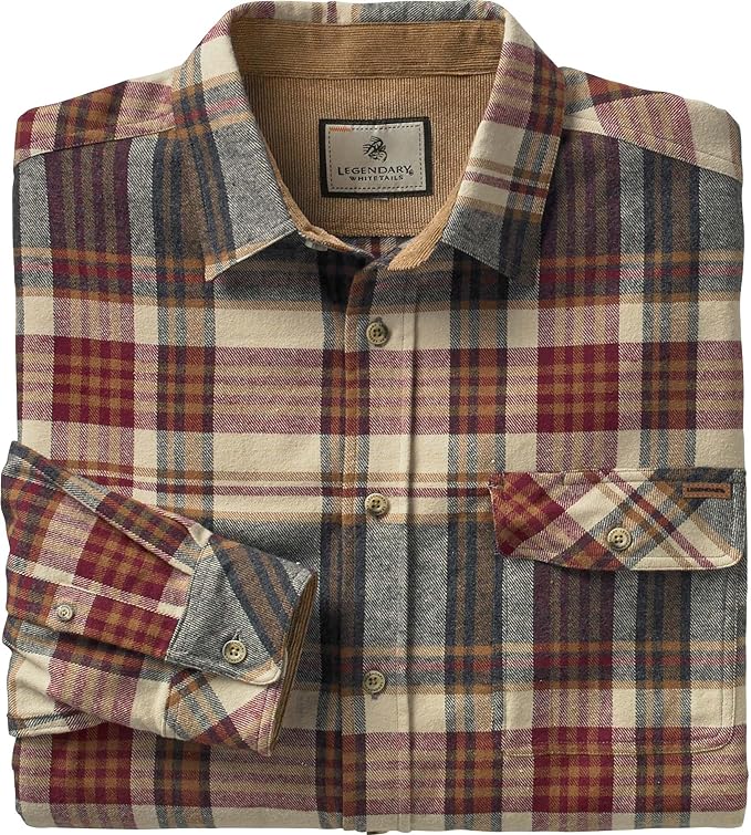 Legendary Whitetails Mens Long Sleeve Button Down 100% Cotton Flannel Shirt