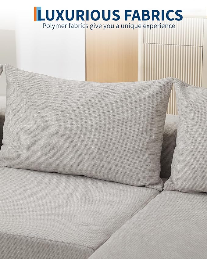 Garvee 108" Modular Sectional Sofa,Cloud Couch Sectional with Right Chaise | Fluffy Compressed l Shaped Sofa for Living Room | Boneless Couch & Sofa Bed Design,No Assembly Required, Beige