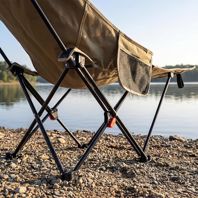 Portable Folding Camping Chair with Detachable Footrest, Adjustable Reclining Lounge Chair, Metal, with Side Pocket, for Beach, Patio, Fishing, Office Nap