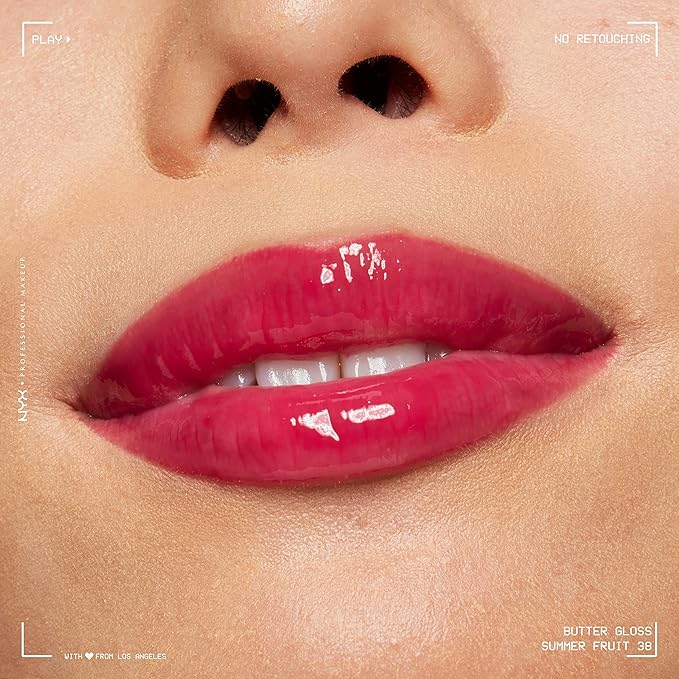 NYX PROFESSIONAL MAKEUP バターグロス、ベタつかないリップグロス - サマーフルーツ（ホットピンク）