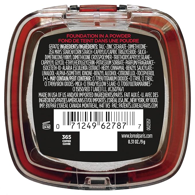 L'Oreal Paris Makeup Infallible Fresh Wear Foundation in a Powder, Up to 24H Wear, Waterproof, Copper, 0.31 oz. (Packaging May Vary)