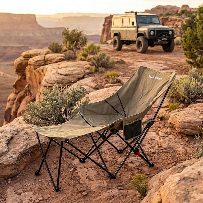 Portable Folding Camping Chair with Detachable Footrest, Adjustable Reclining Lounge Chair, Metal, with Side Pocket, for Beach, Patio, Fishing, Office Nap
