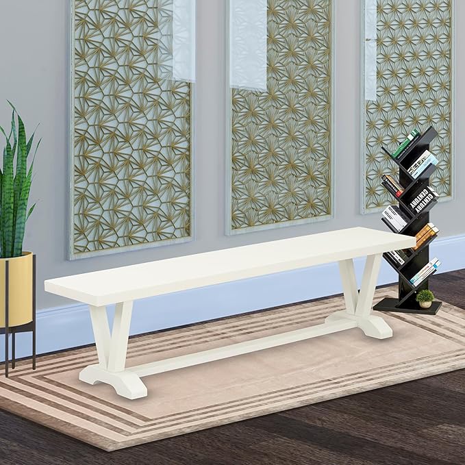 East West Furniture VB027 V-Style Modern Dining Bench with Wood Seat, 72x15x18 Inch, Multi-Color