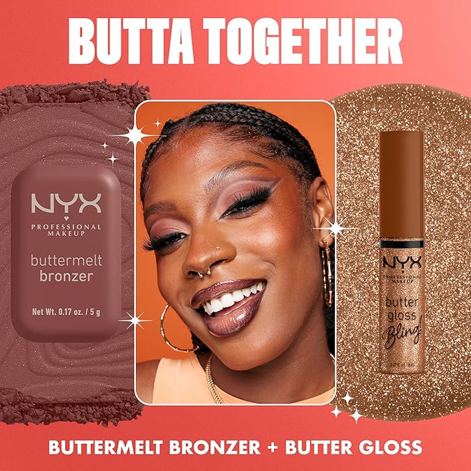 NYX PROFESSIONAL MAKEUP Butter Gloss Bling Lip Gloss, Non Sticky and Shiny Vegan Lip Makeup - Bring The Bling