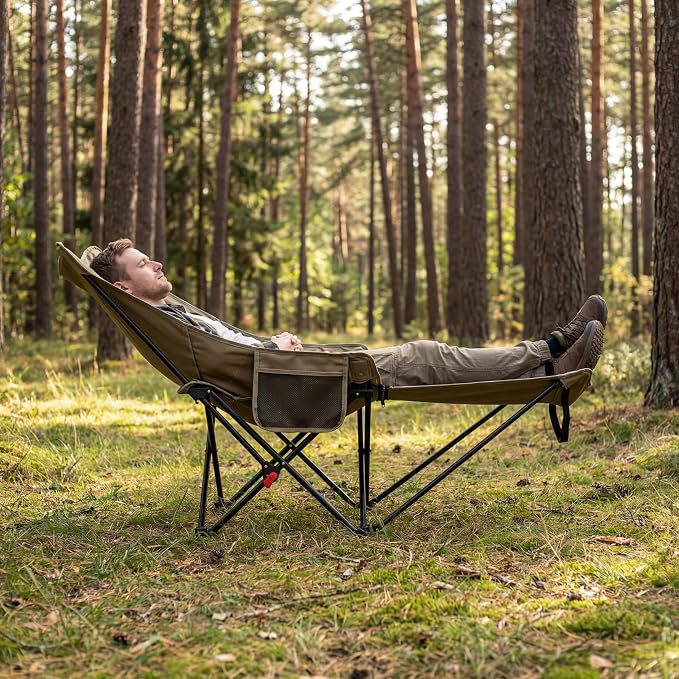 Portable Folding Camping Chair with Detachable Footrest, Adjustable Reclining Lounge Chair, Metal, with Side Pocket, for Beach, Patio, Fishing, Office Nap