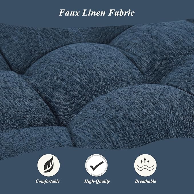 Bench Cushion for Indoor Furniture 48x19 inch Rectangle Bench Seat Cushion for Bay Window Entryway Bench Thick Textured Chair Cushion with Non-Slip Backing 1 Pack, Navy