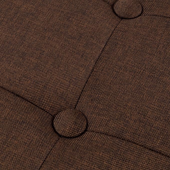 Lavish Home Folding Storage Ottoman - Set of 2 30-Inch Tufted Footrest, Linen Chest, or Bench with Removable Bin for Living Room, Bedroom, or Dorm (Brown)